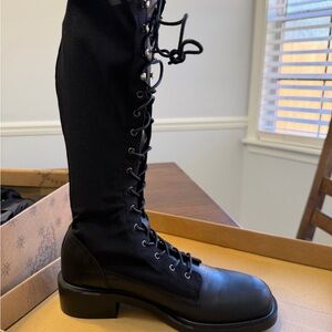 Free People Black Lace Up Trickum Tall Boots